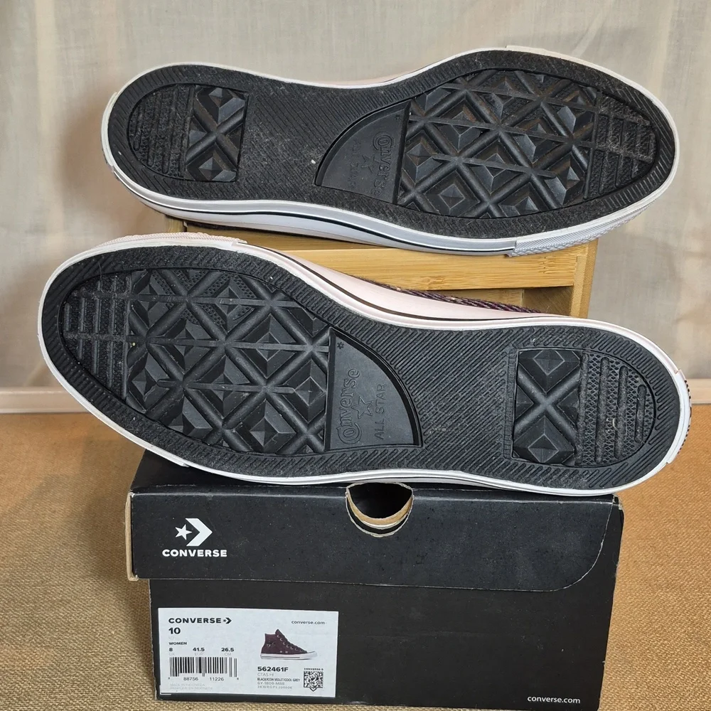 Converse Chuck Taylor All Star HI •Womens 10•Black-Icon Violet-Cool Grey - Picture 4 of 10